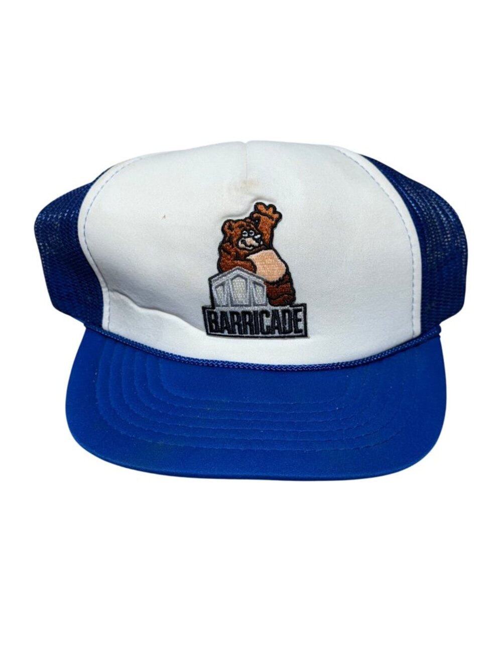 Vintage Barricade Building Construction Madhatter Snapback Trucker Hat 80s 90s